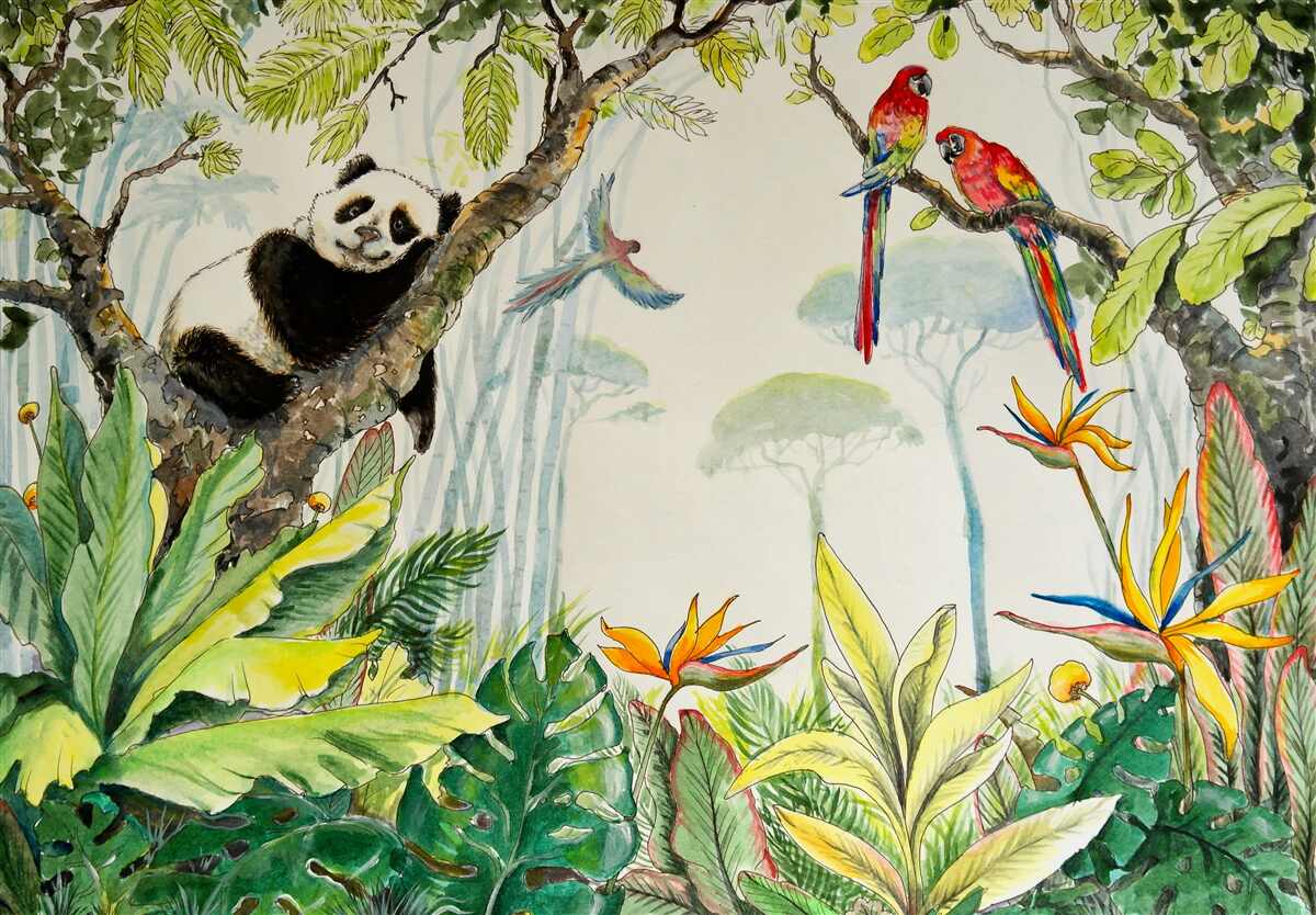 Fototapeta Panda odpoczywa na drzewie