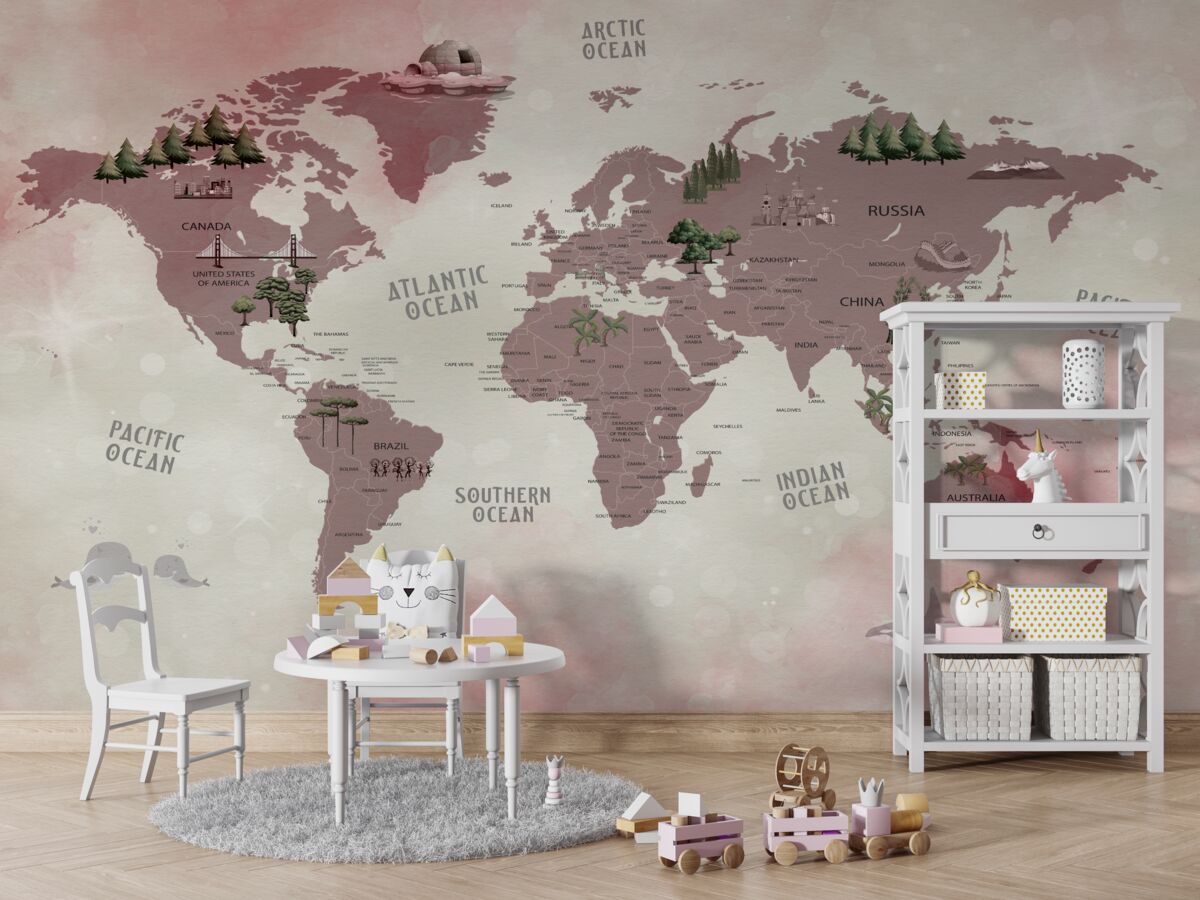 Fototapeta Mapa świata z nazwami lasów