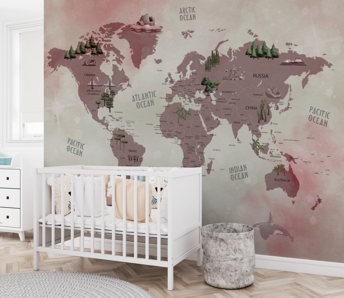 Fototapeta Mapa świata z nazwami lasów