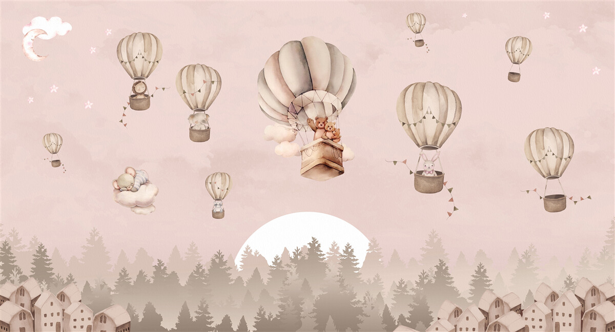 Fototapeta Zwierzęta latają w balonach