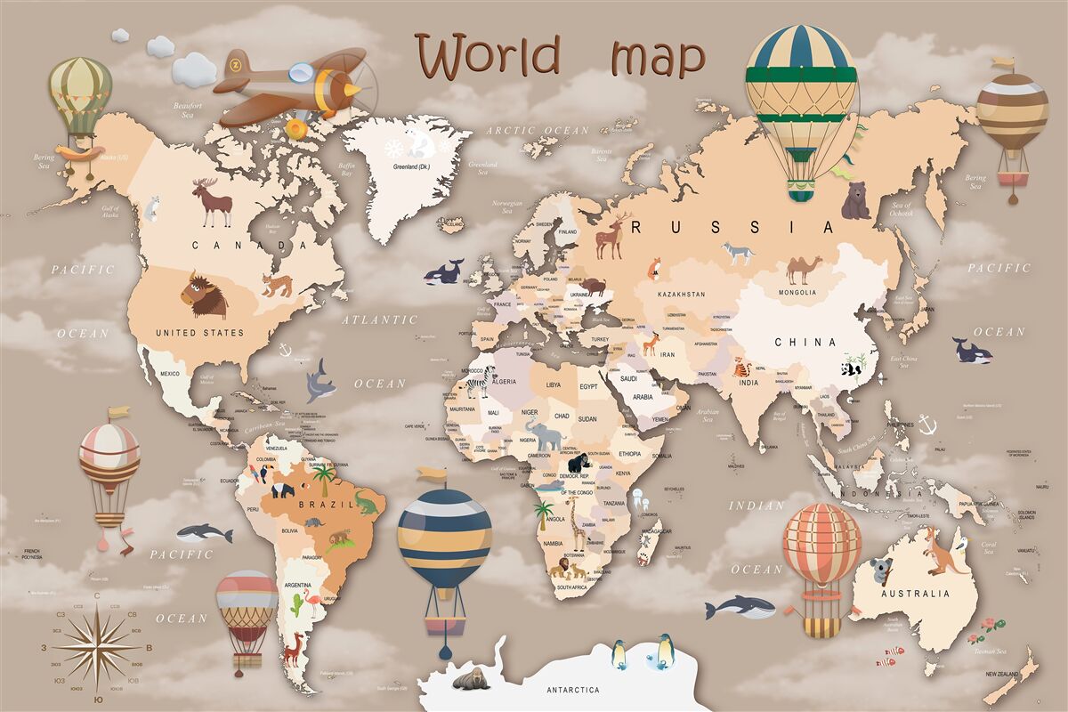Fototapeta Mapa świata z kontynentami