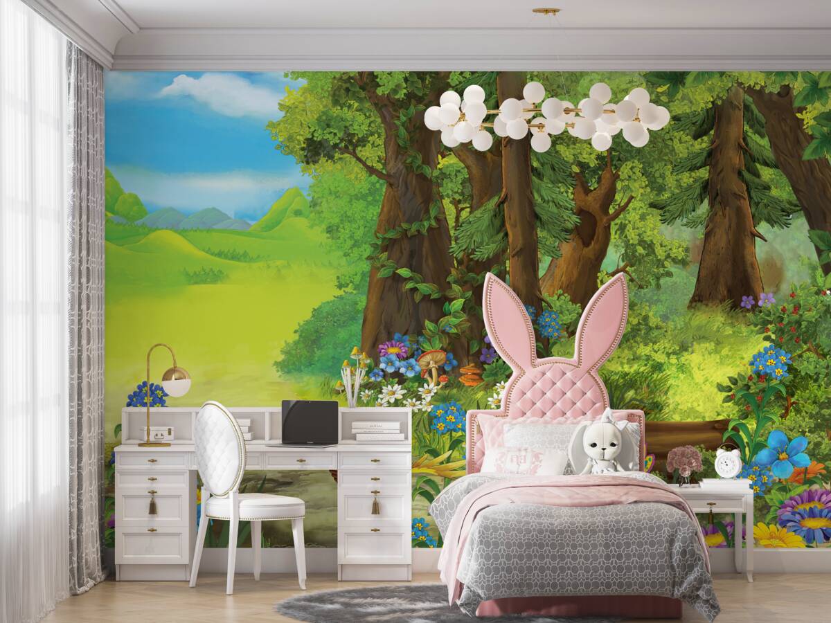 Fototapeta Bajkowy zielony letni las