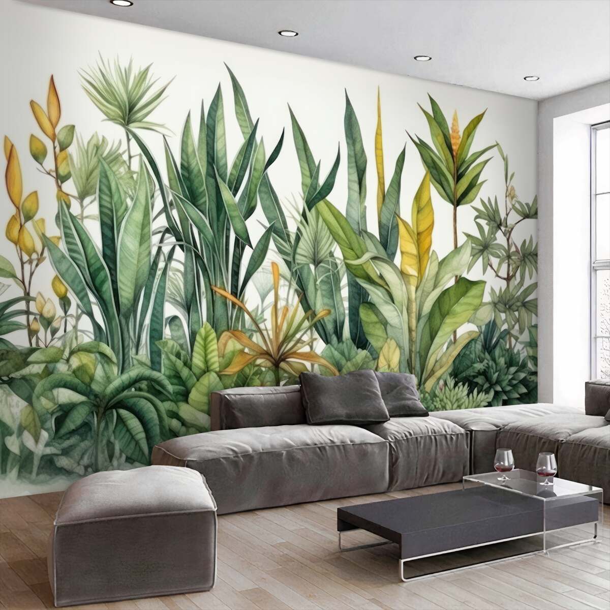 Fototapeta Wysokie krzaki palm w dżungli