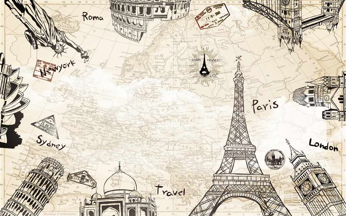Fototapeta Architektura Europy na mapie