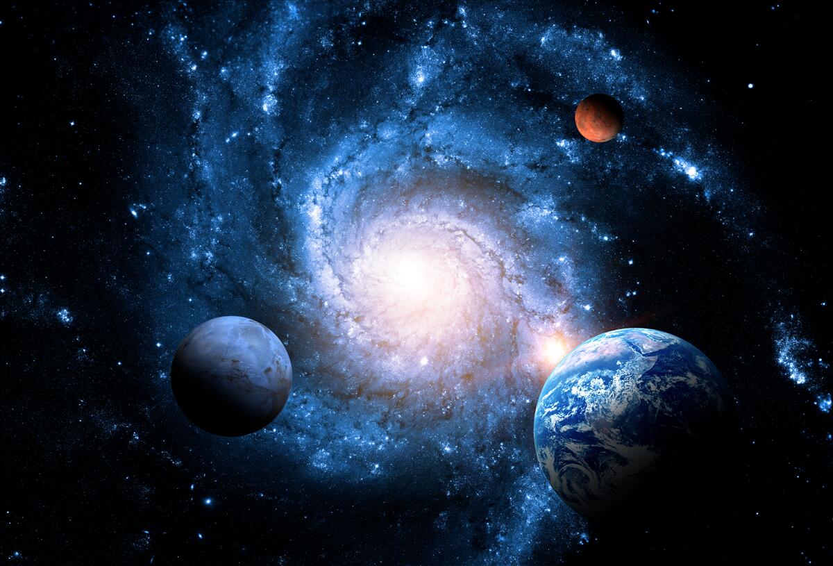 Fototapeta Ciemna przestrzeń z planetami