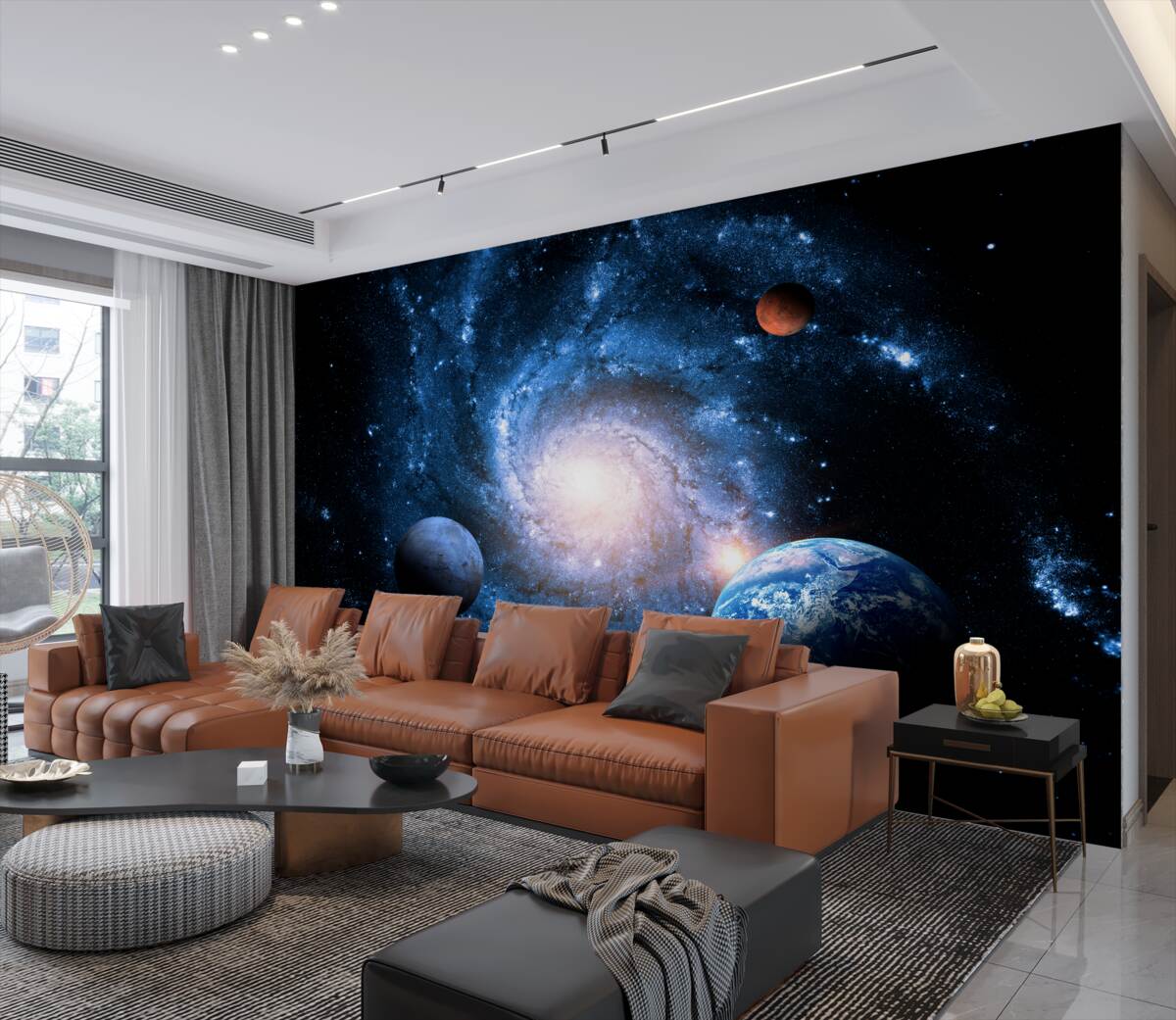 Fototapeta Ciemna przestrzeń z planetami