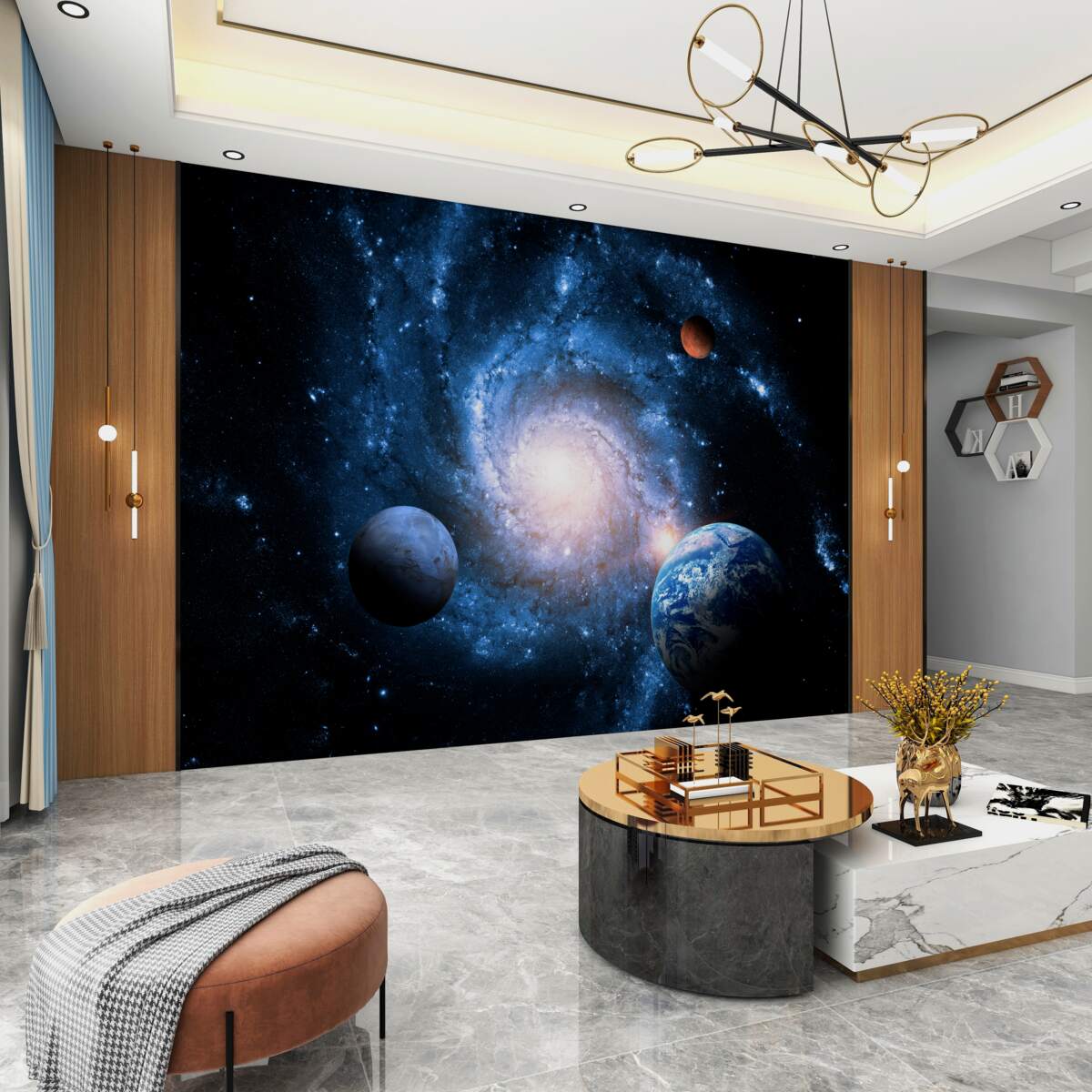 Fototapeta Ciemna przestrzeń z planetami