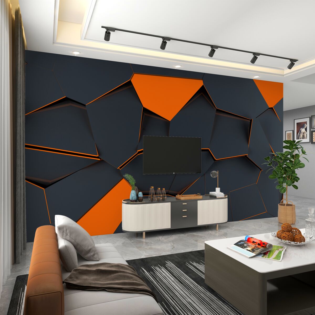Fototapeta Czarne i pomarańczowe kształty geometryczne
