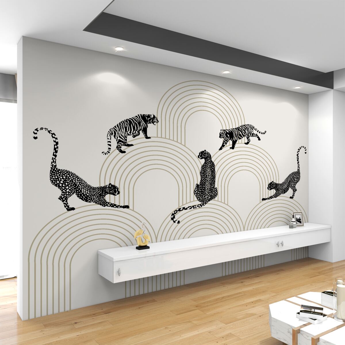 Fototapeta Pantery i tygrysy na wzgórzach