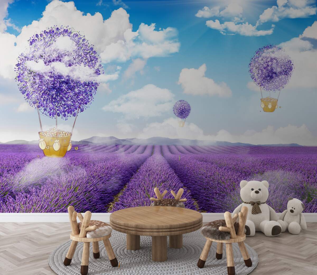 Fototapeta Pole lawendy i balony