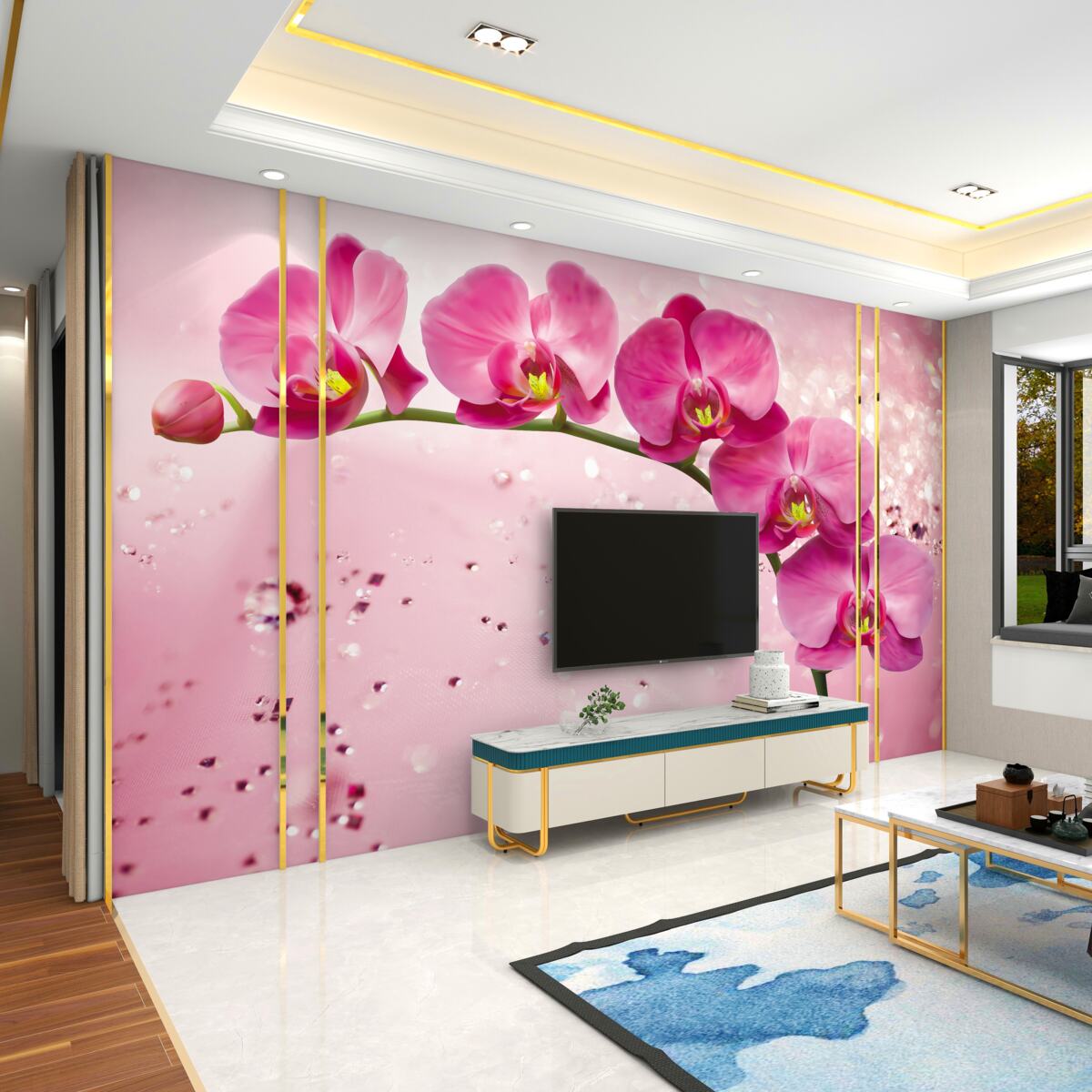 Fototapeta Gałąź czerwonej orchidei