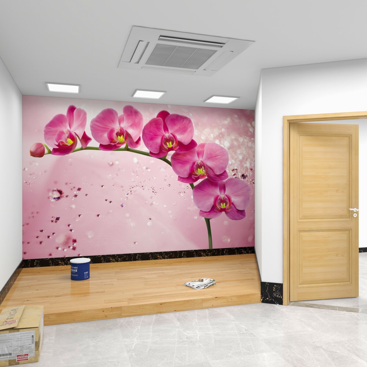 Fototapeta Gałąź czerwonej orchidei