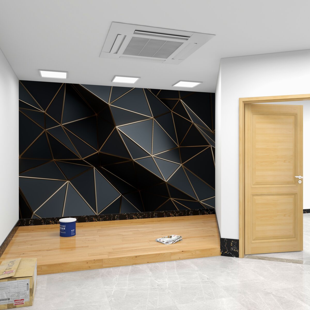 Fototapeta czarno-złote figury 3D