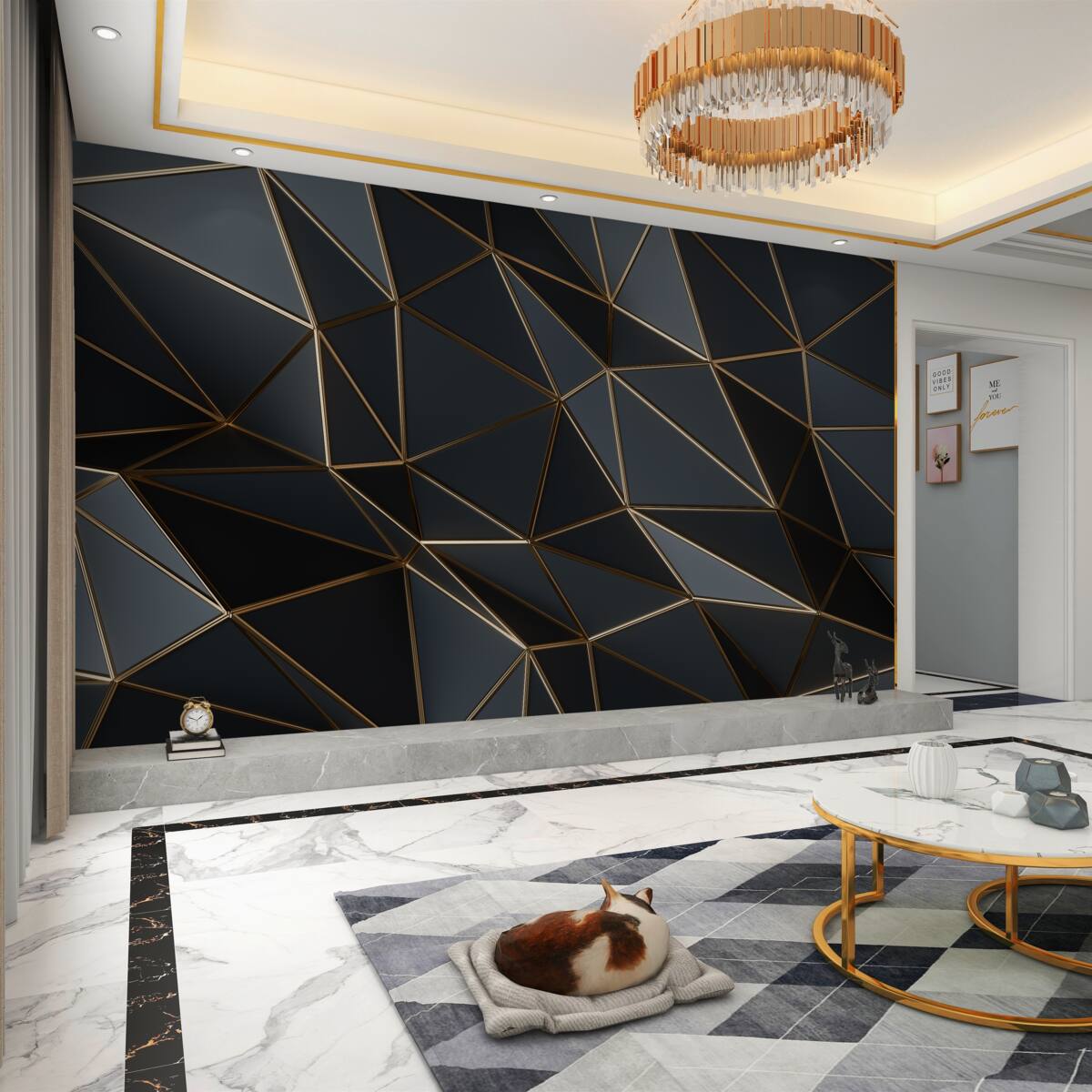 Fototapeta Czarne wolumetryczne figury 3D