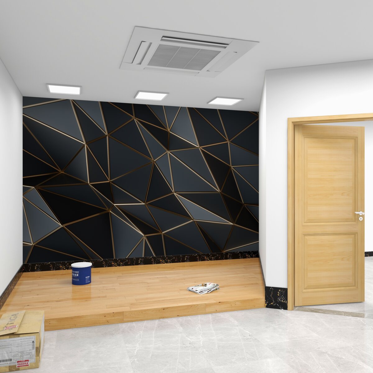Fototapeta Czarne wolumetryczne figury 3D