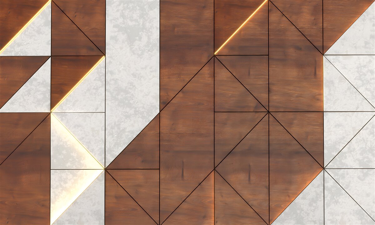 Fototapeta Geometryczne kształty na drewnianej podłodze