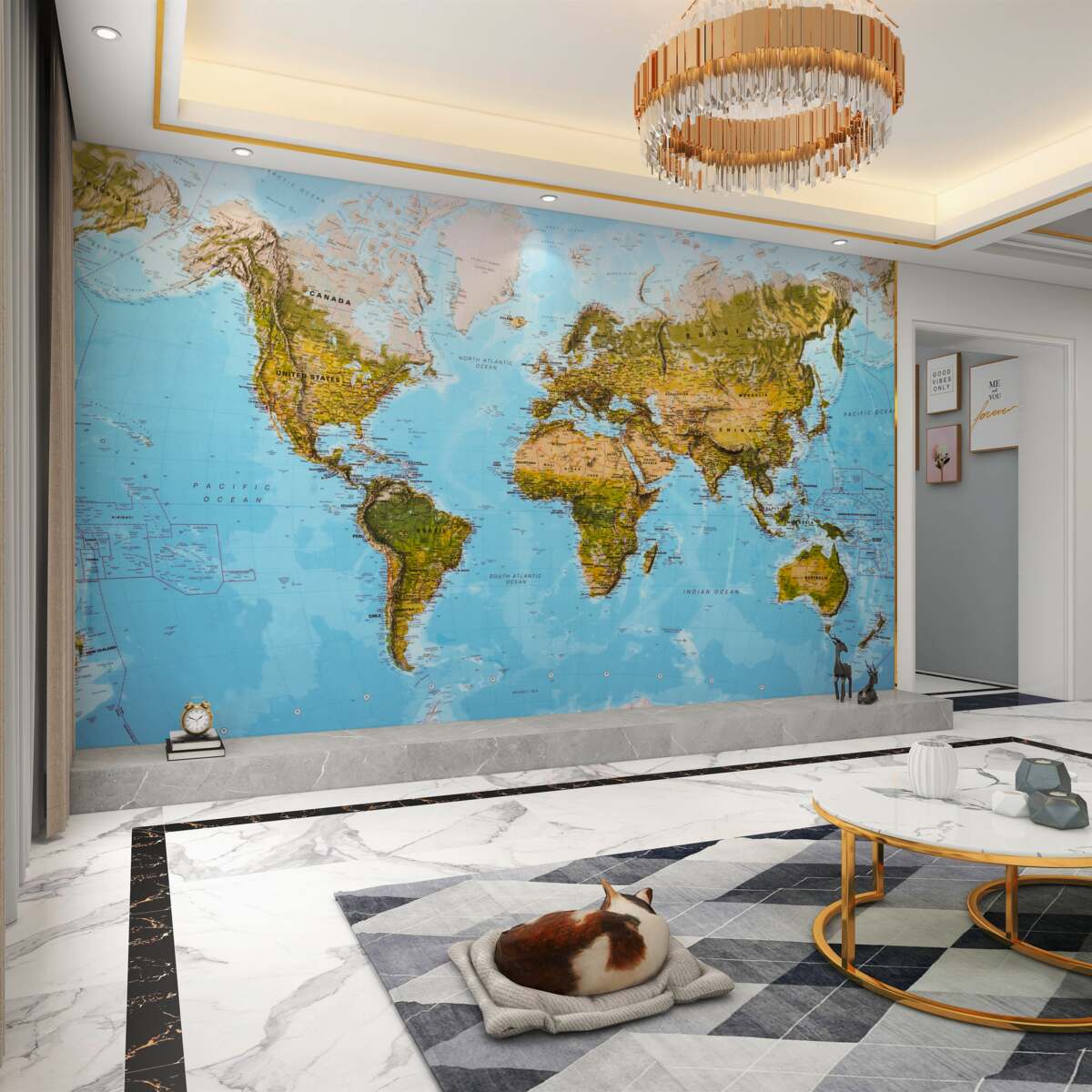 Fototapeta Mapa świata z wzniesieniami