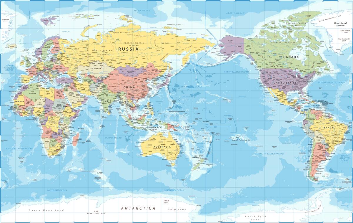 Fototapeta Nowoczesna mapa polityczna świata