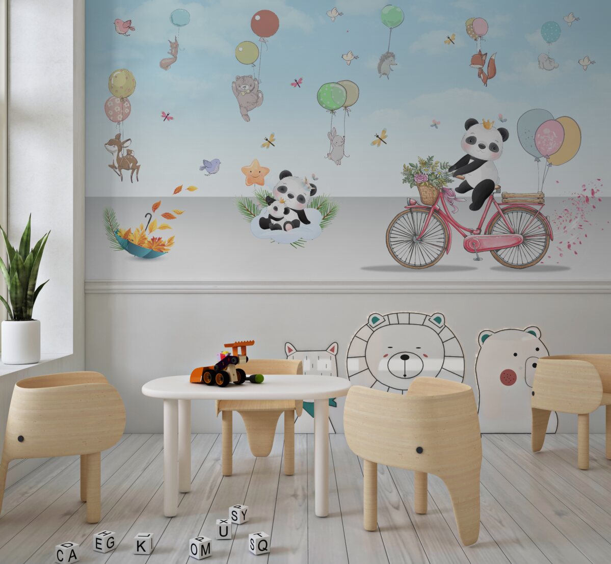 Fototapeta Panda i inne zwierzęta na balonach