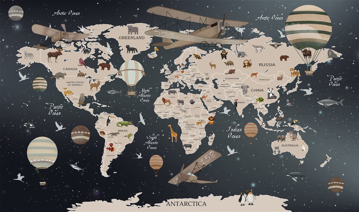 Fototapeta Mapa świata na ciemnym tle