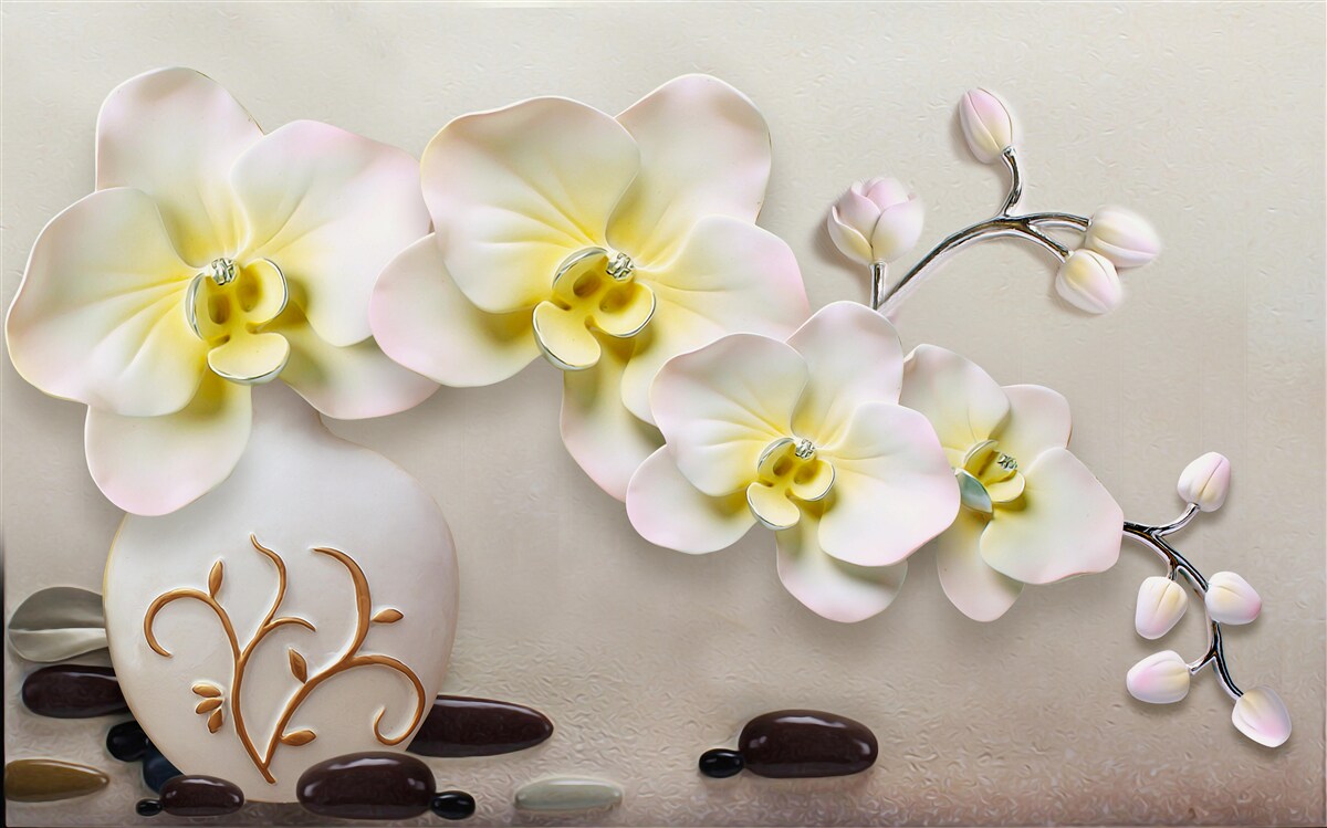 Fototapeta Kwiaty orchidei z dekoracjami