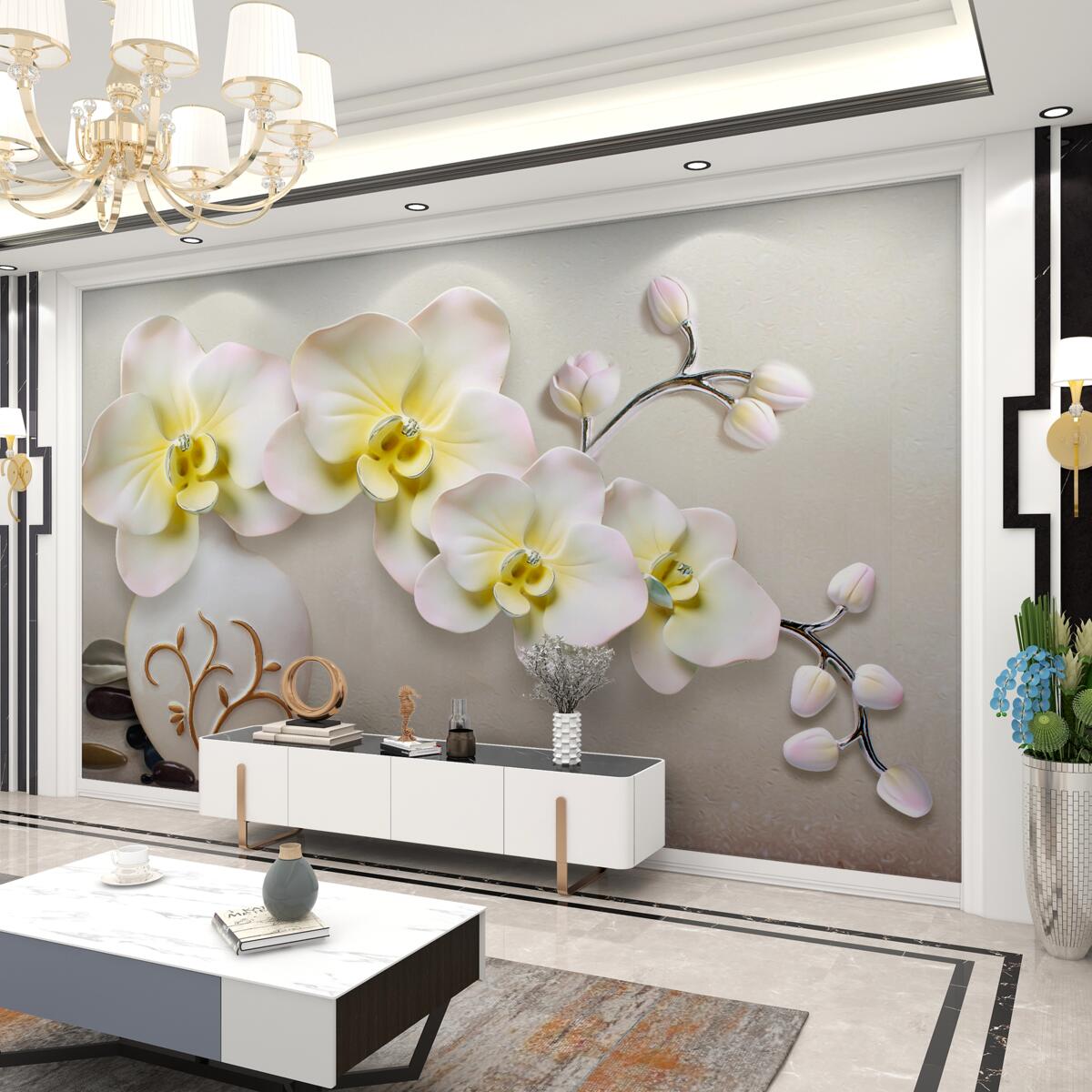 Fototapeta Kwiaty orchidei z dekoracjami