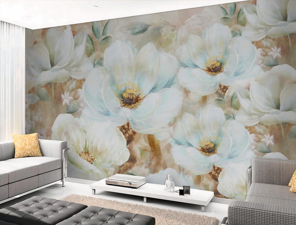 Fototapeta Białe kwiaty orchidei w akwareli