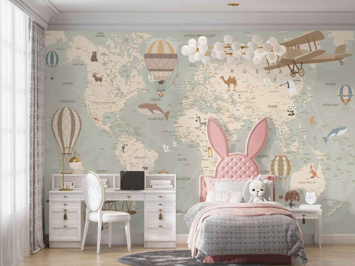 Fototapeta Mapa świata z mieszkańcami