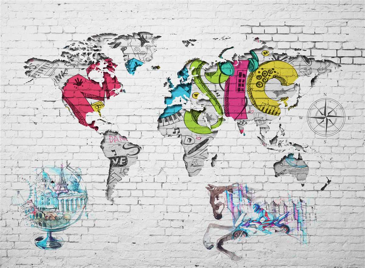 Fototapeta Mapa świata graffiti