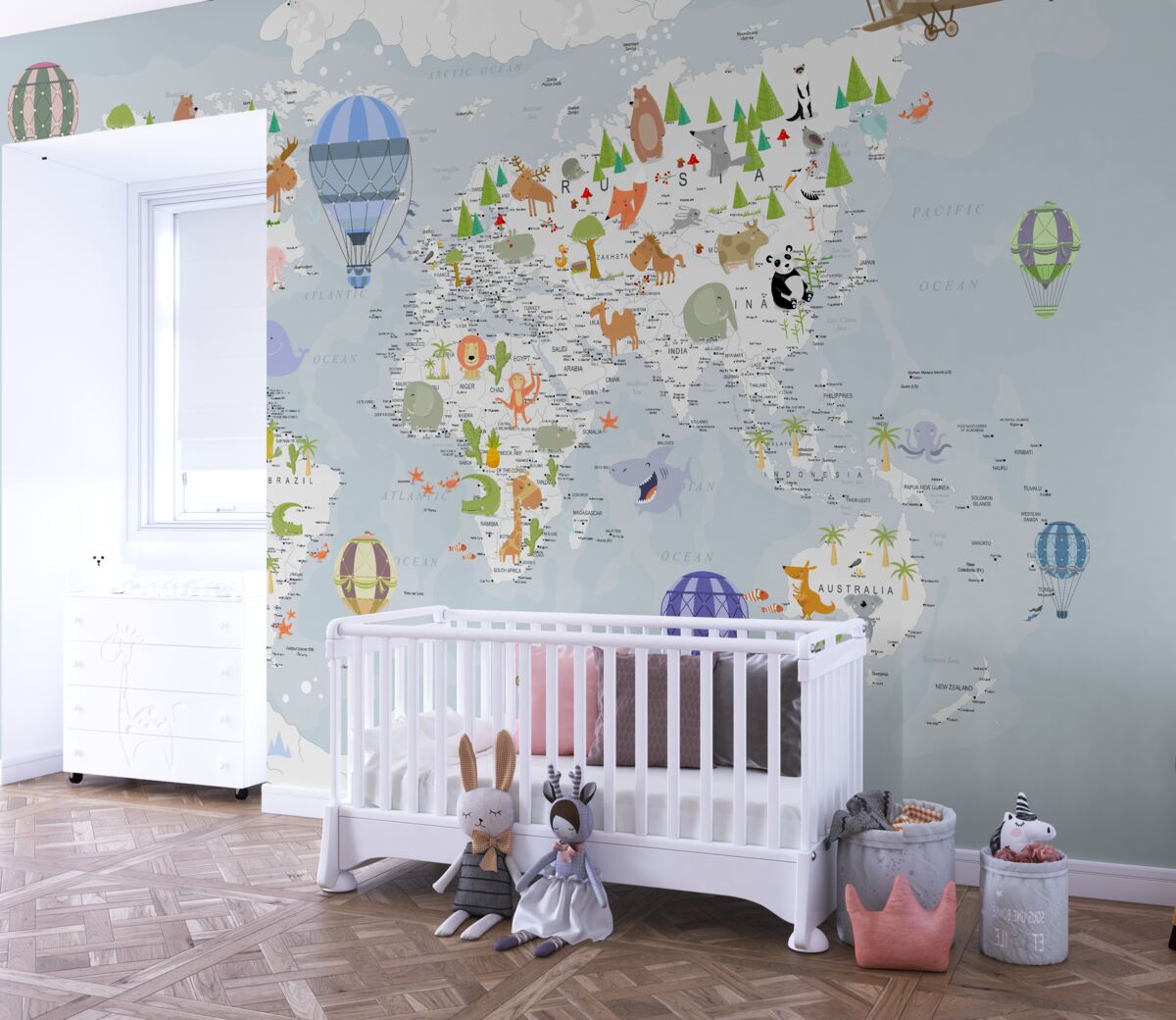 Fototapeta Mapa świata z balonami