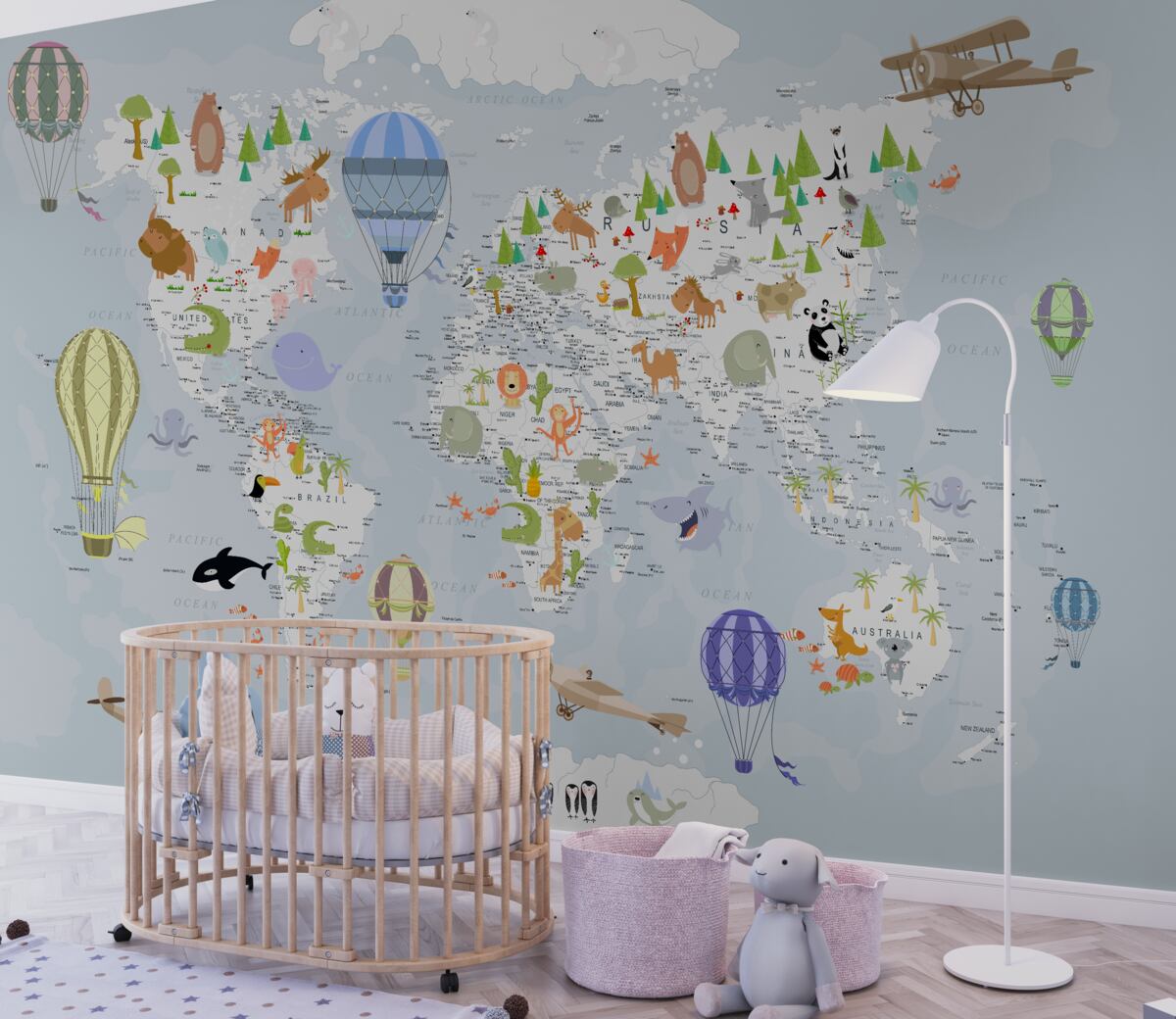 Fototapeta Mapa świata z balonami