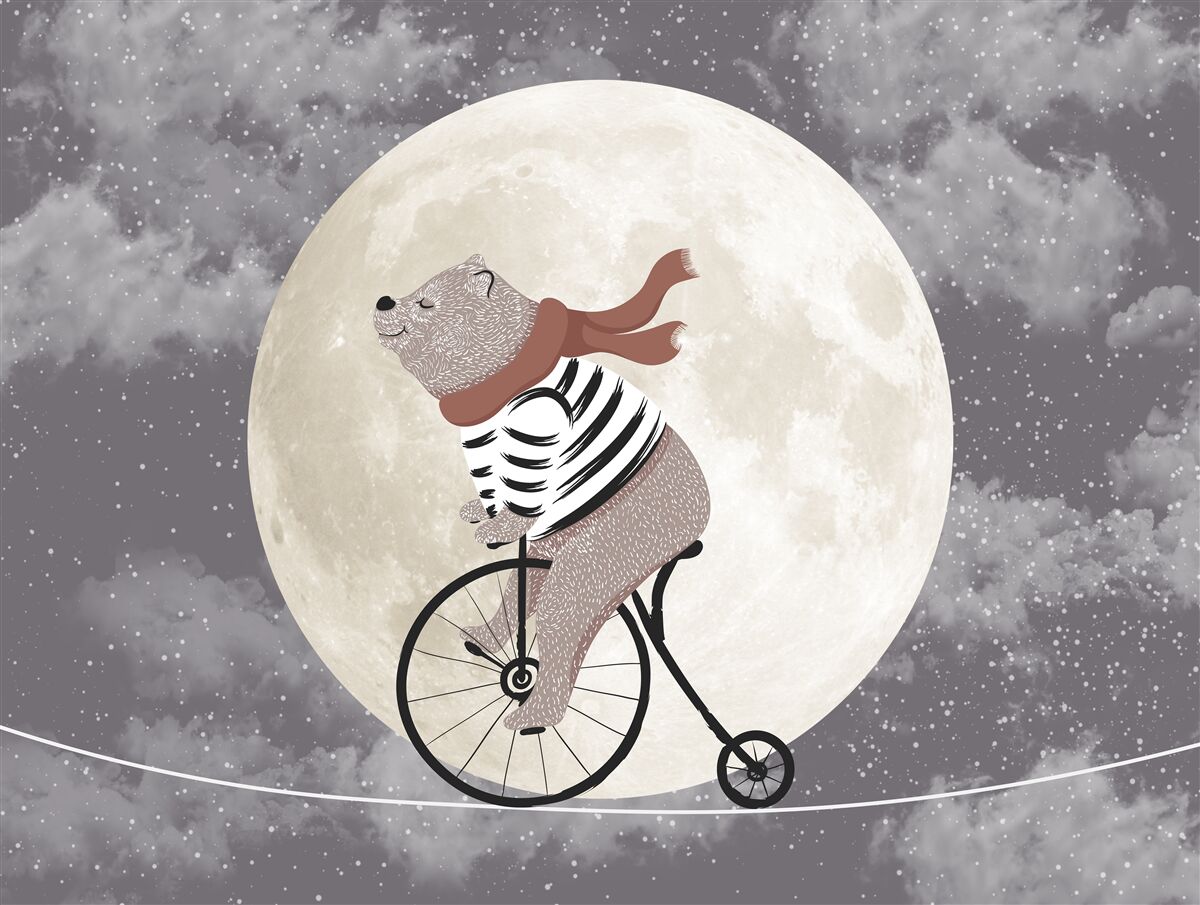 Fototapeta Cyrkowa panda na rowerze
