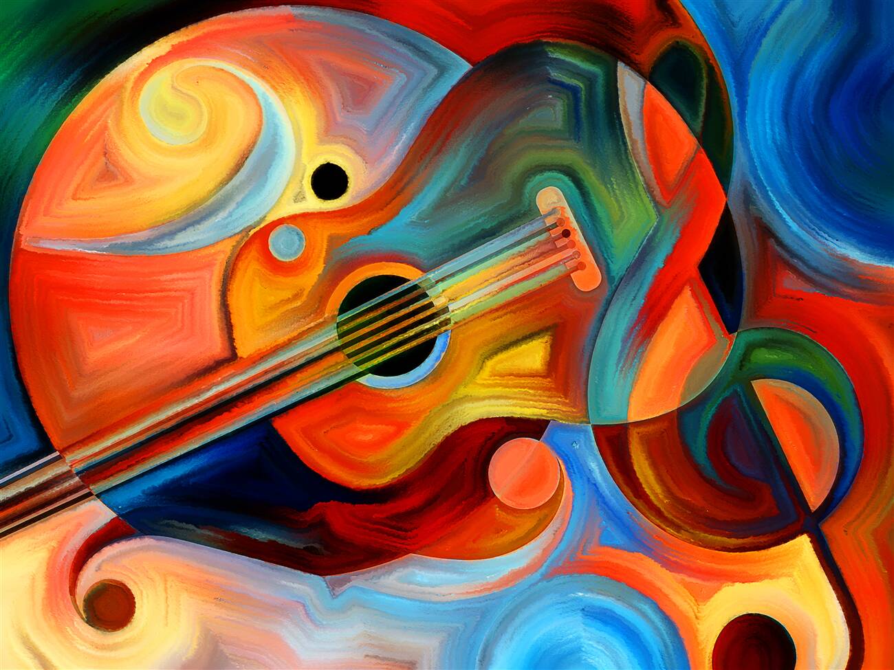 Fototapeta Gitara w abstrakcyjnych kolorach