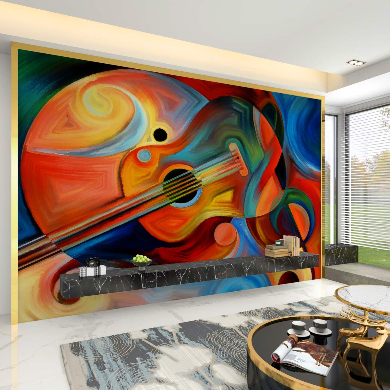 Fototapeta Gitara w abstrakcyjnych kolorach