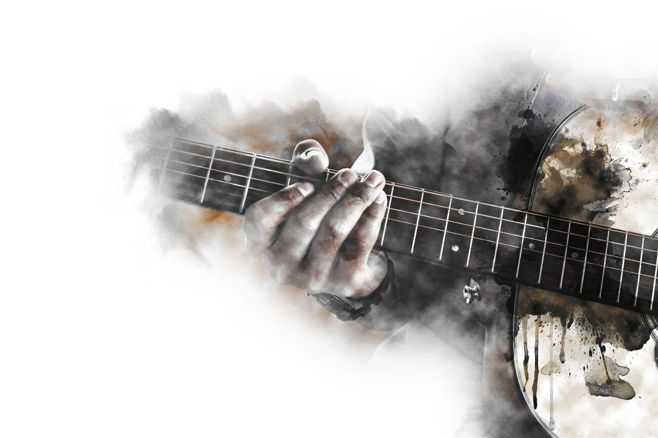 Fototapeta Gitarzysta w dymie