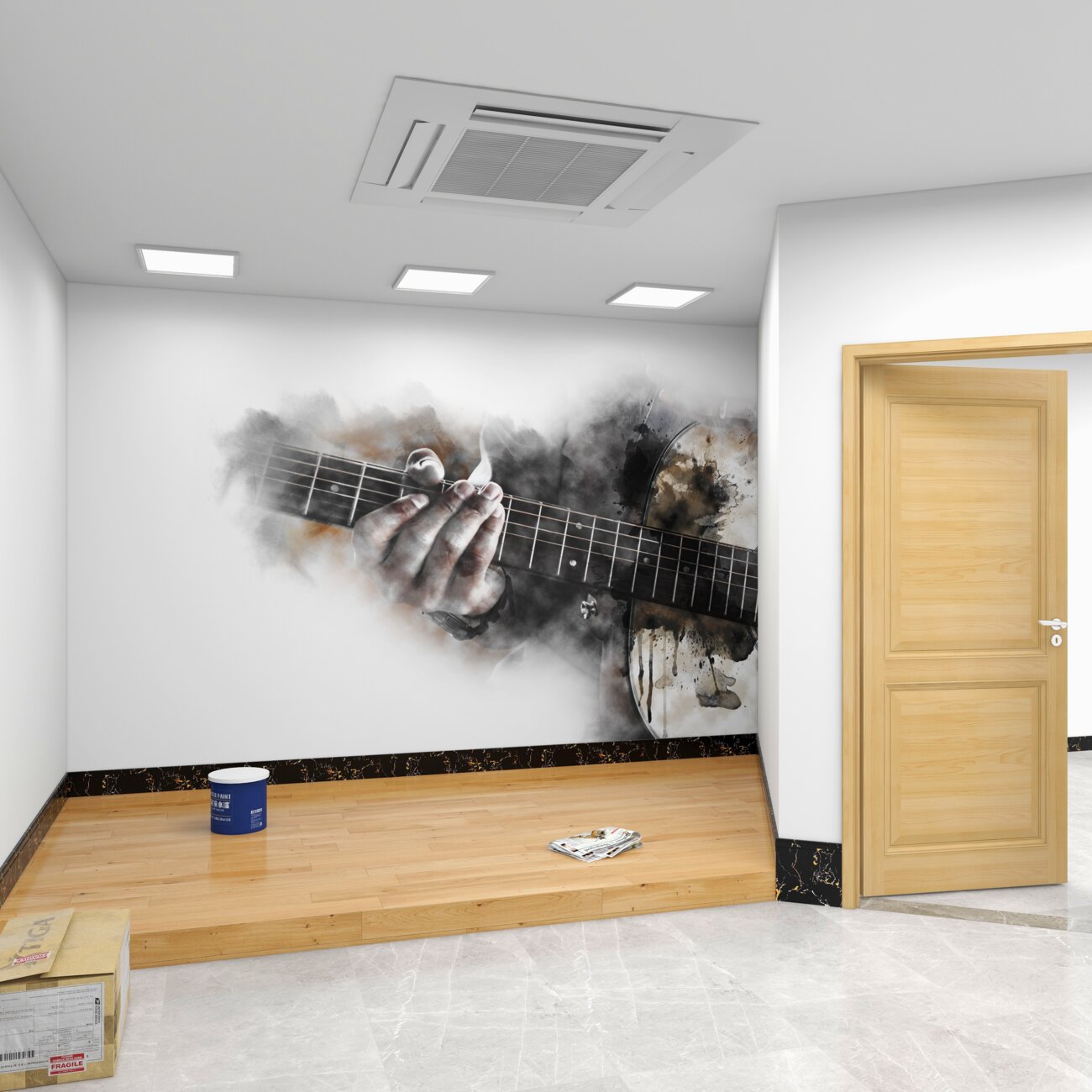 Fototapeta Gitarzysta w dymie