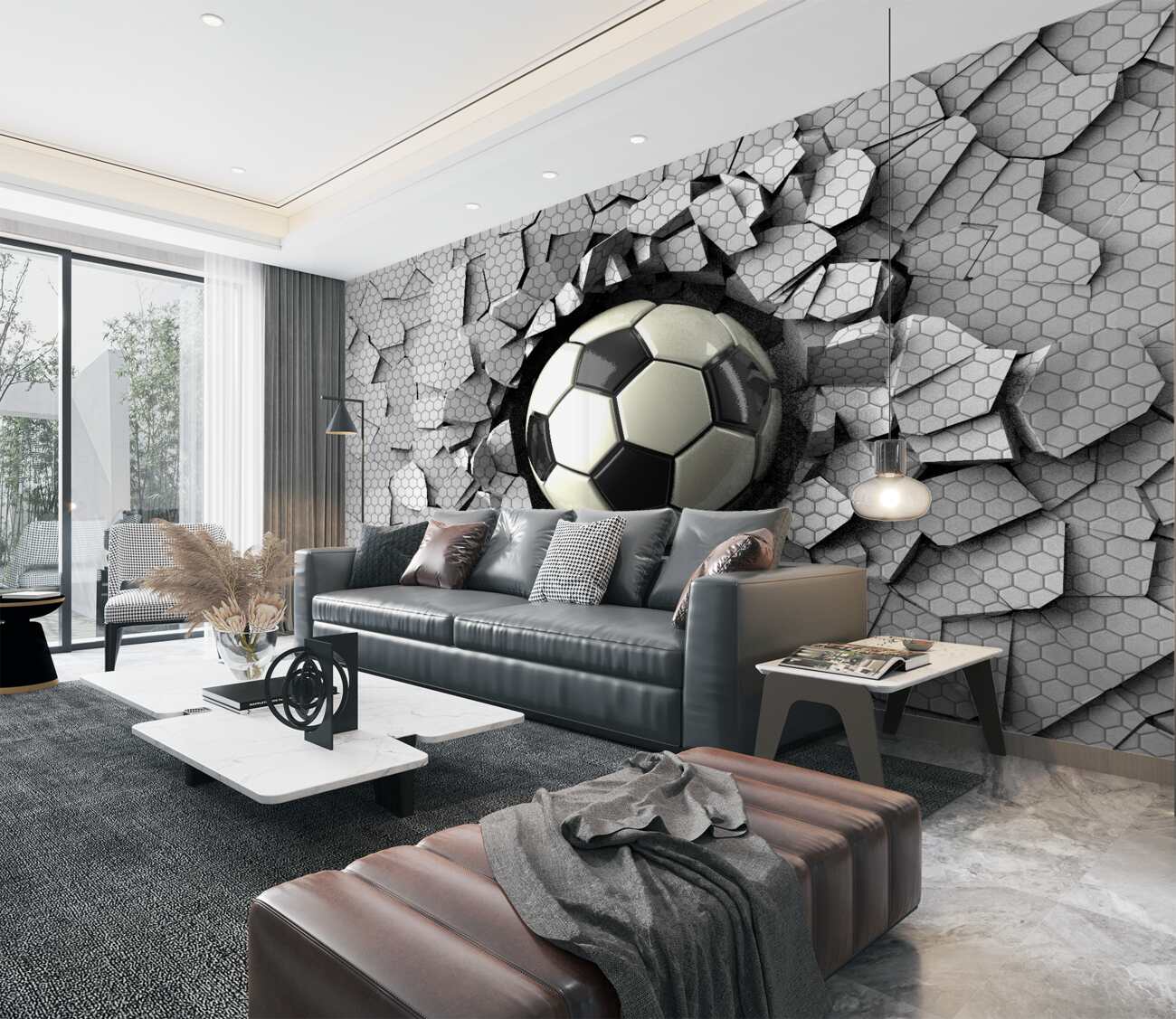 Fototapeta Piłka leci w piłkę nożną Wall