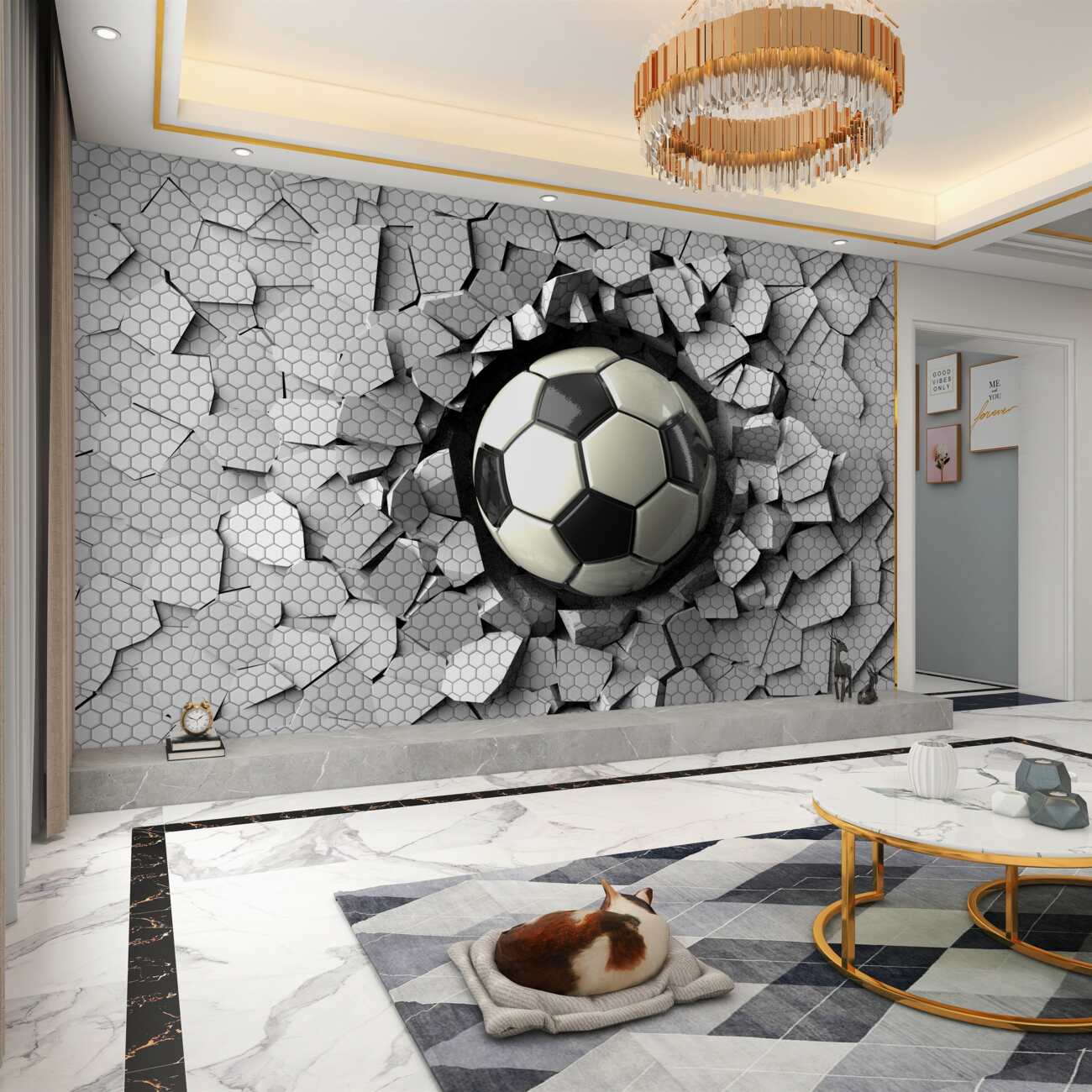 Fototapeta Piłka leci w piłkę nożną Wall