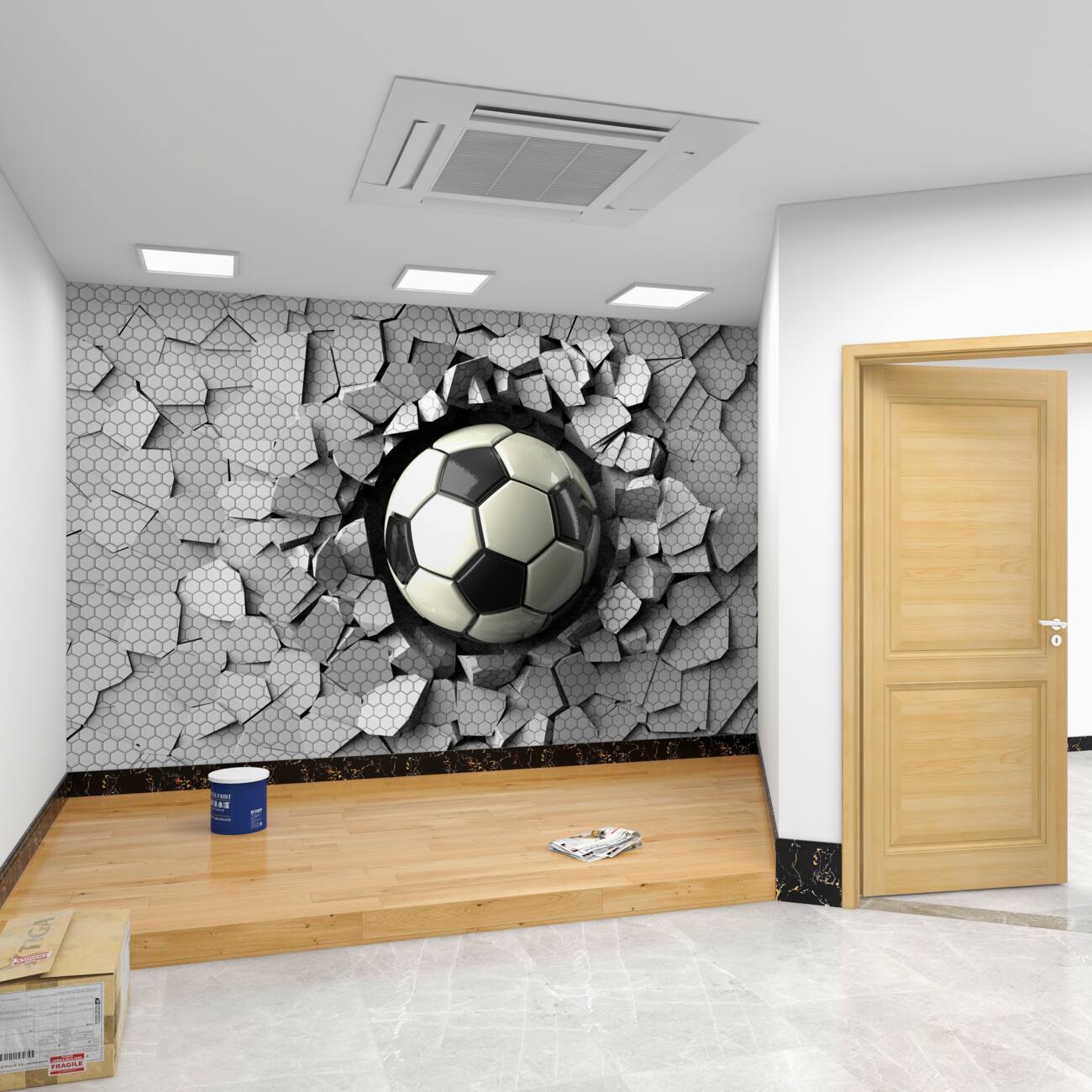 Fototapeta Piłka leci w piłkę nożną Wall