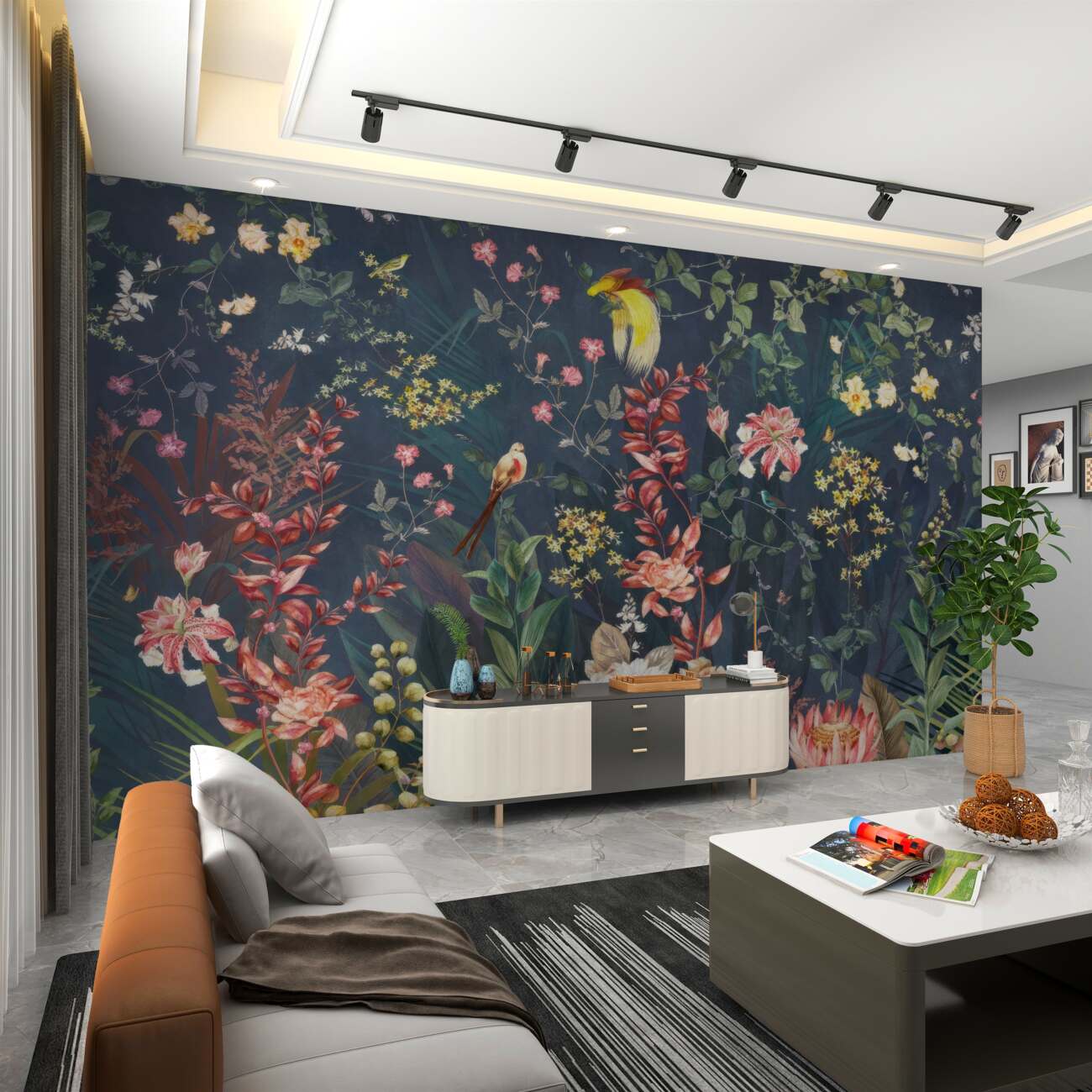 Fototapeta Noc Blooming Meadow and Parrot