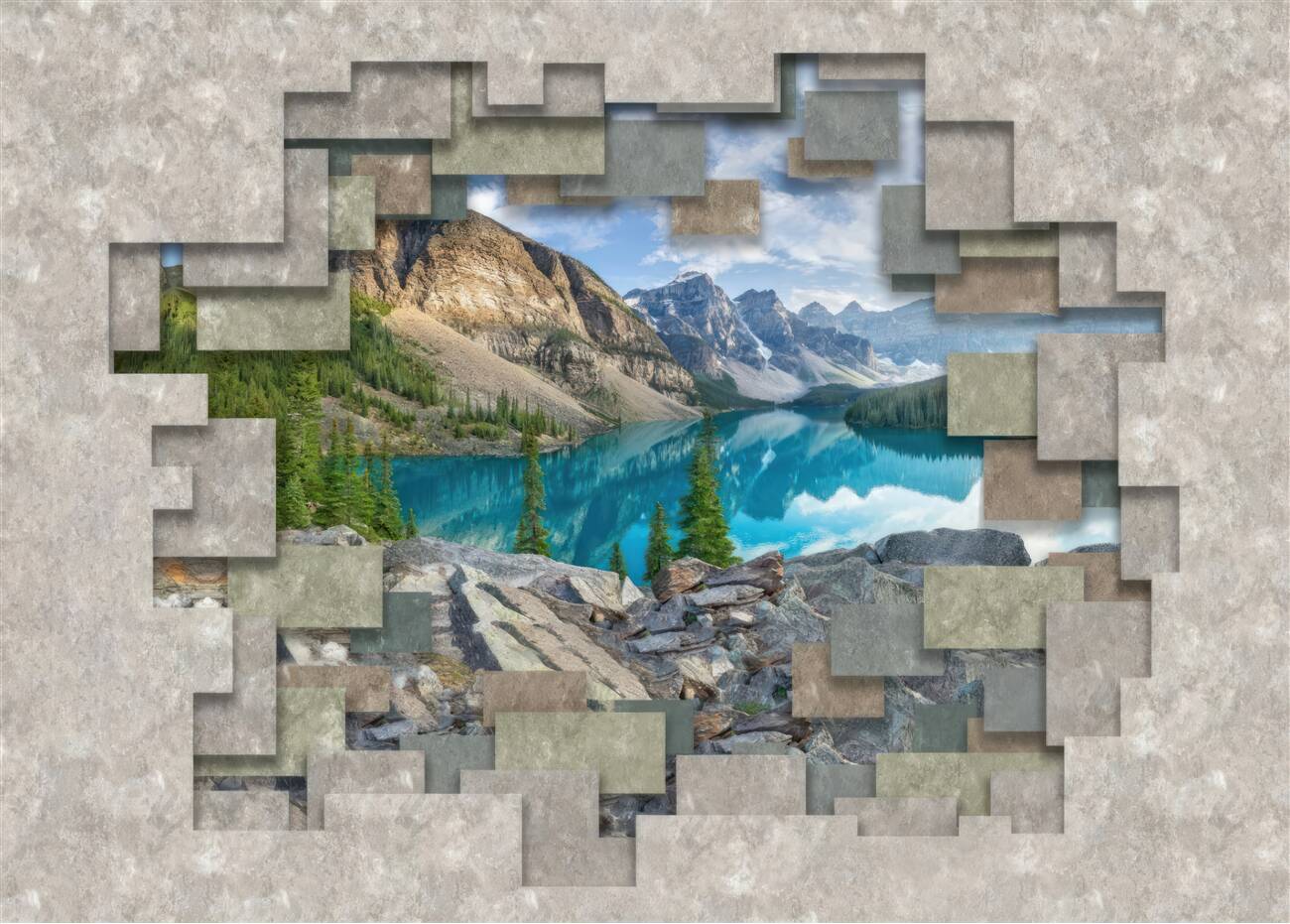 Fototapeta Krajobraz górski na abstrakcyjnym tle