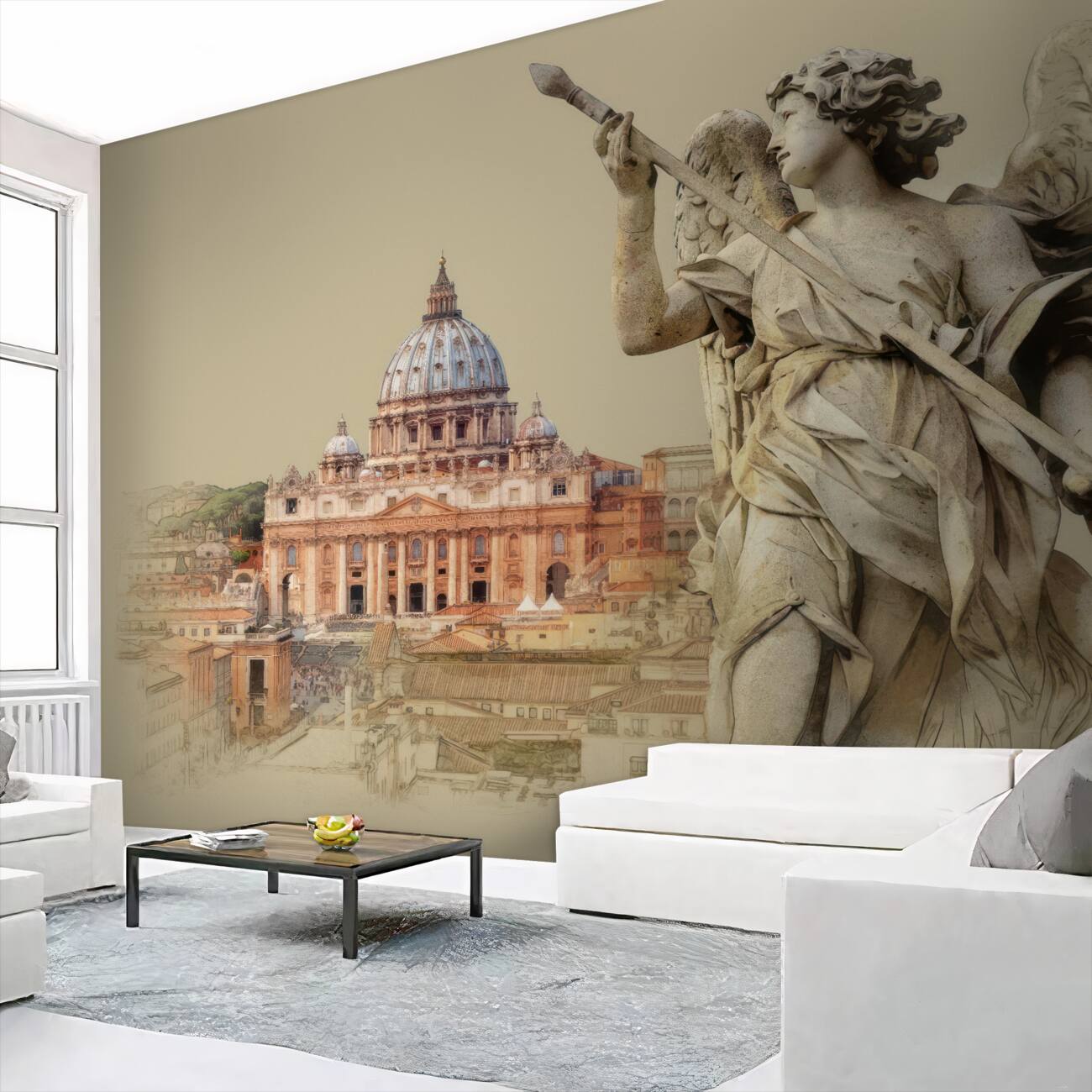 Fototapeta Starożytny pałac i para architektury aniołów