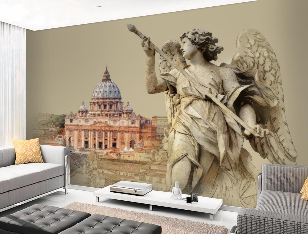 Fototapeta Starożytny pałac i para architektury aniołów