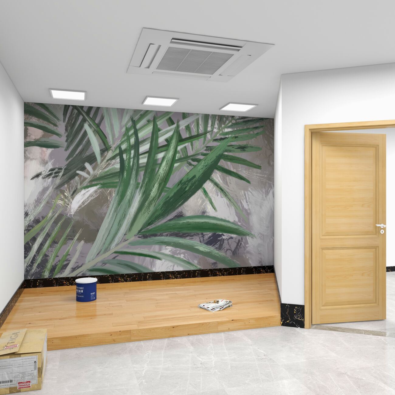 Fototapeta Zielone duże gałęzie palm
