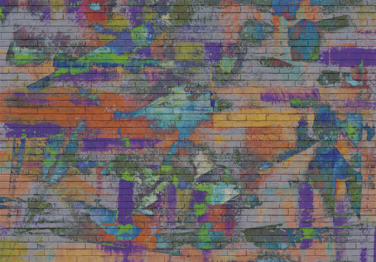 Fototapeta Ściana cegieł w graffiti