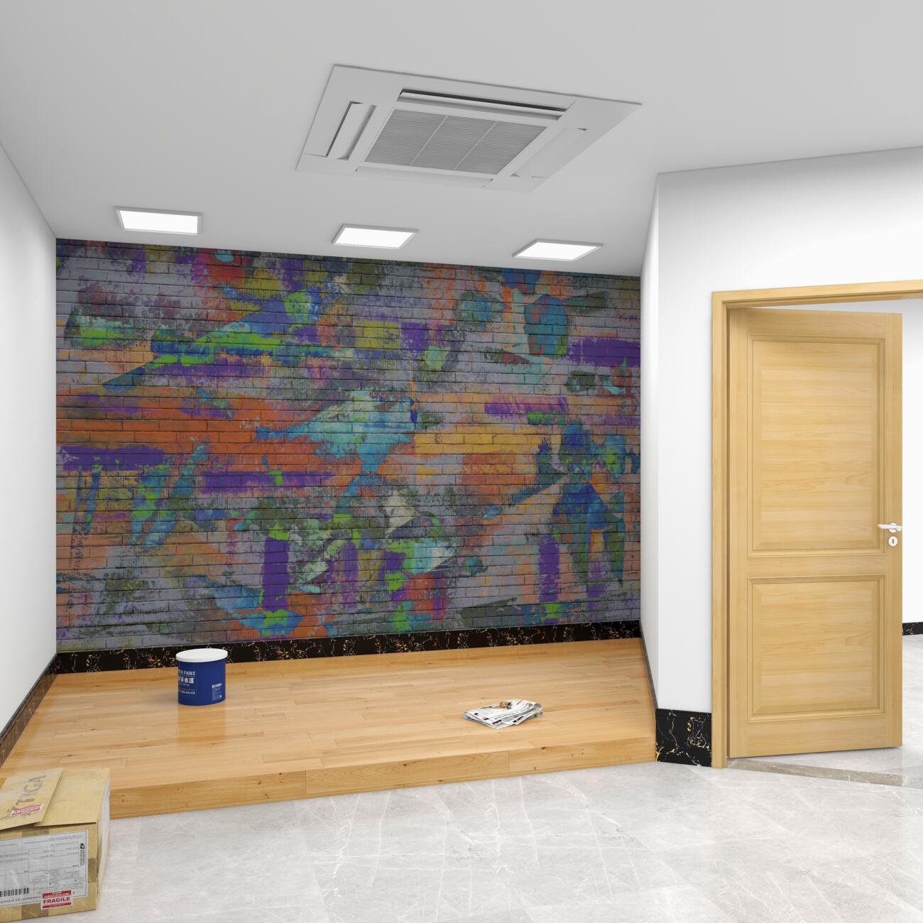 Fototapeta Ściana cegieł w graffiti