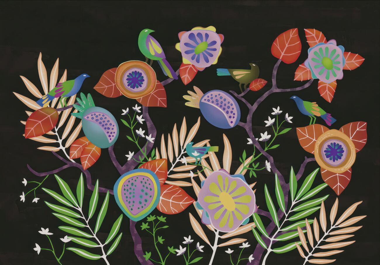 Fototapeta Abstract Flowers Field Night
