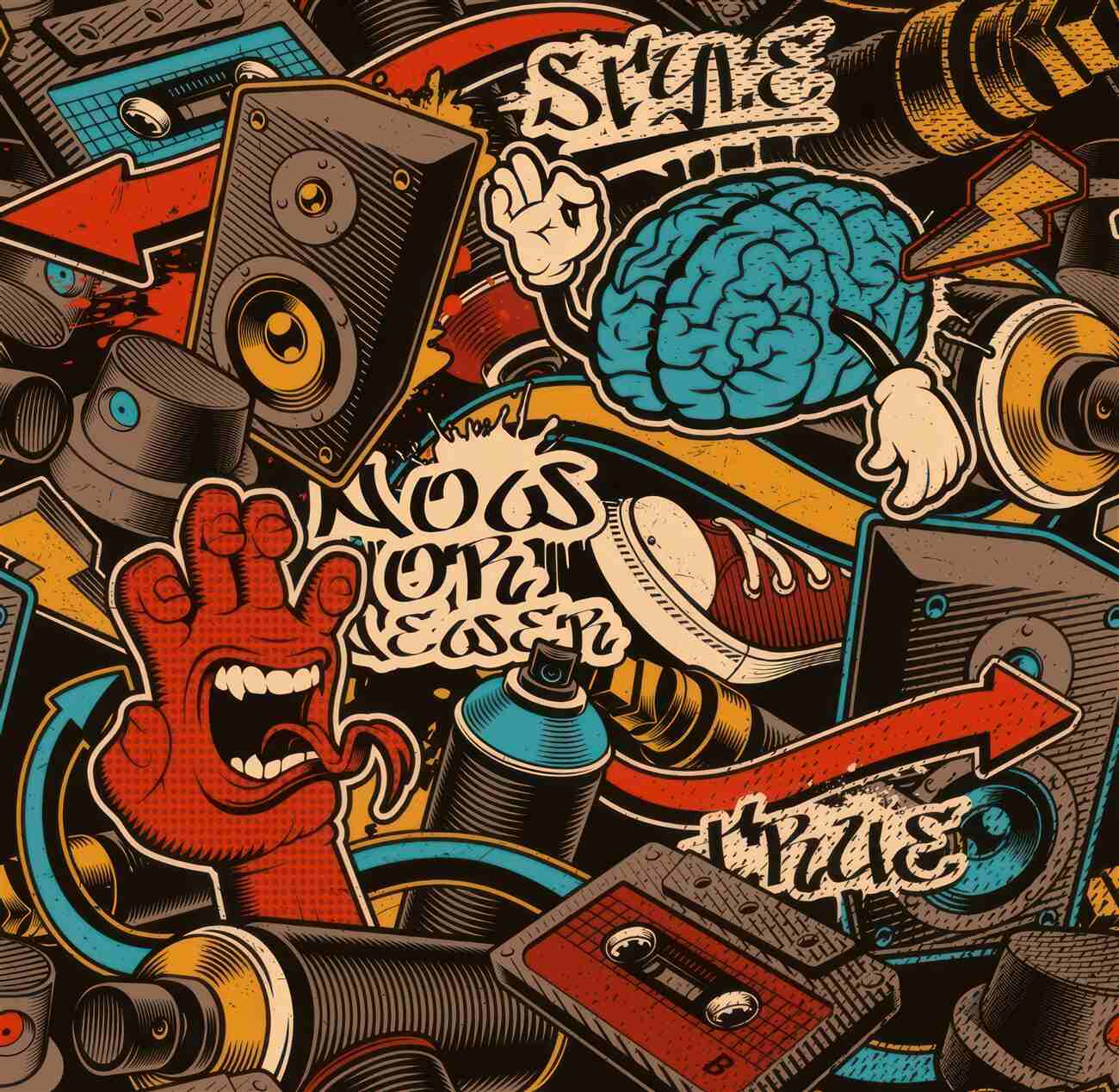 Fototapeta Instrumenty muzyczne i graffiti