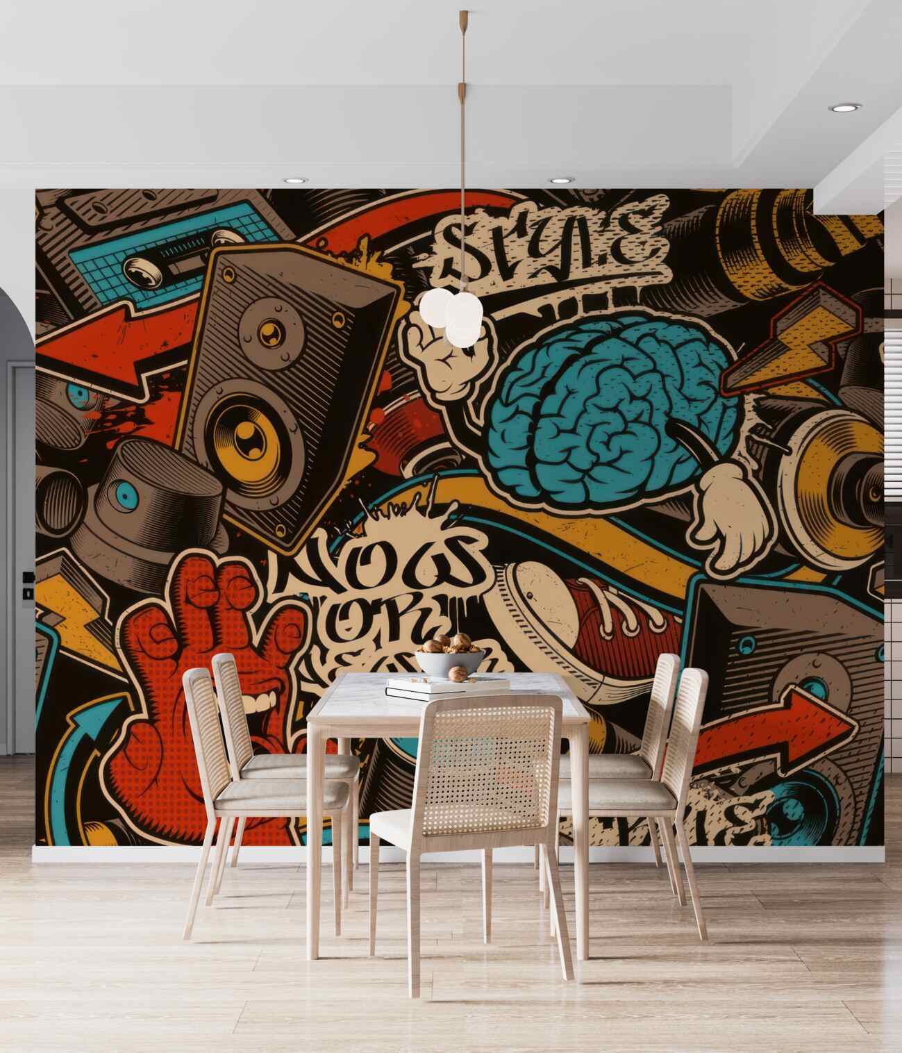 Fototapeta Instrumenty muzyczne i graffiti
