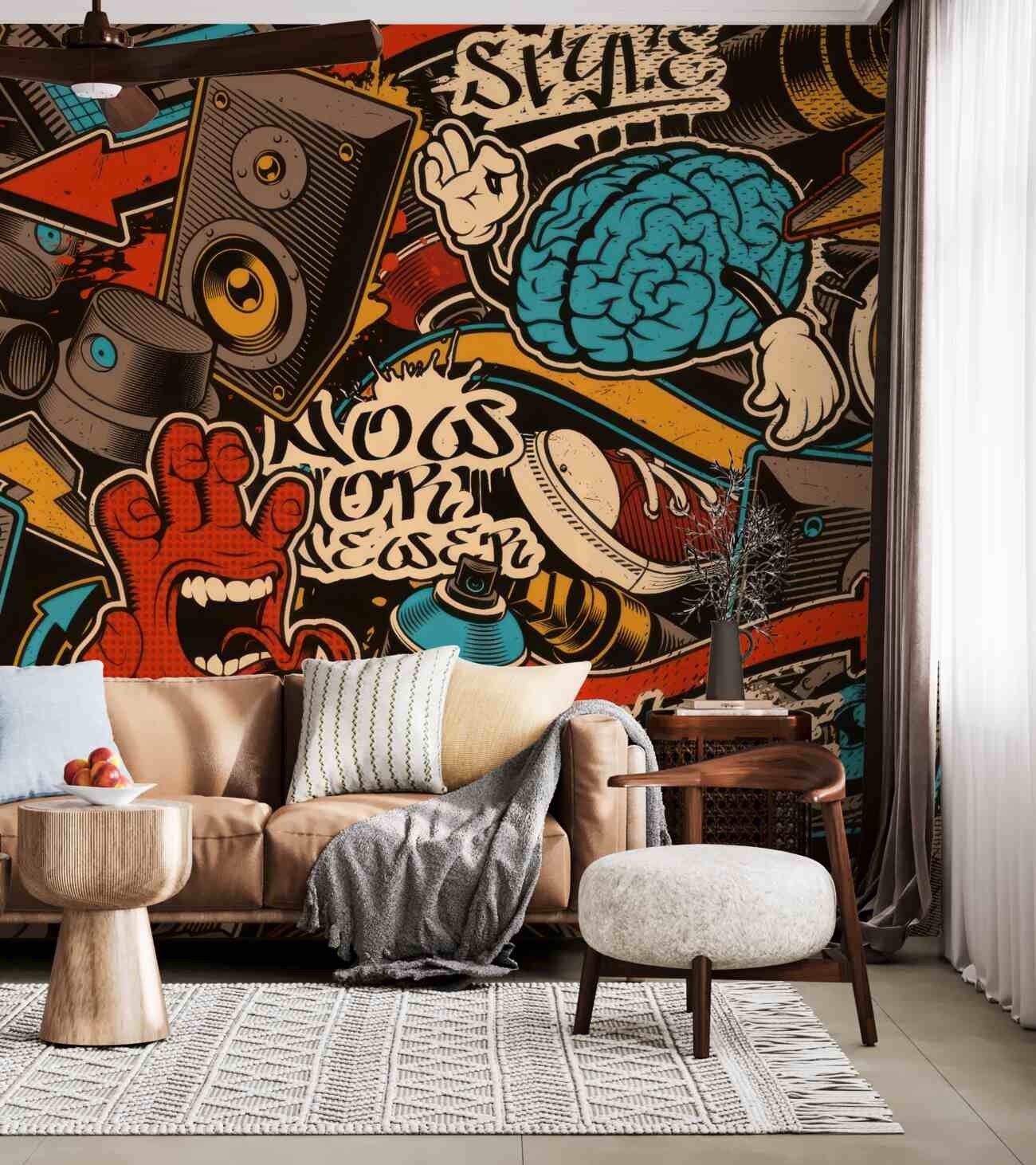 Fototapeta Instrumenty muzyczne i graffiti
